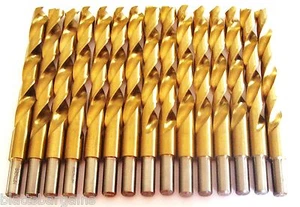 15 HITACHI TITANIUM 27/64" HIGH SPEED STEEL DRILL BITS METAL GOLD HSS - Picture 1 of 1