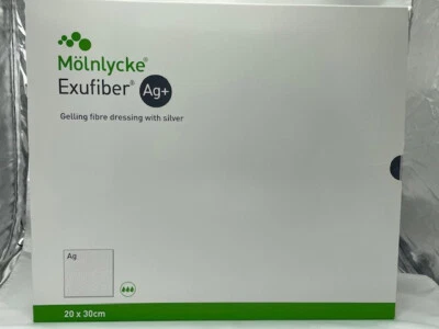 MÖLNLYCKE HEALTH CARE GMBH EXUFIBER Ag+ gelbildender mit Silber 20 x 30cm (5 Stück) Mölnlycke Art. 603407