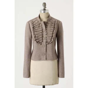Anthropologie TABITHA Pleated As You Please Wool Blazer Jacket Pleats Size 8 - Picture 1 of 13