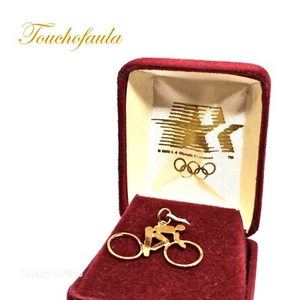 14K YELLOW GOLD CYCLING PENDANT OFFICIAL 1984 LOS ANGELES OLYMPIC CYCLINC PEND. - Picture 1 of 2