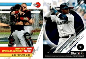 2019 Topps Sticker Card 8 TIM BECKHAM MARINERS RED SOX WIN WORLD SERIES TITLE