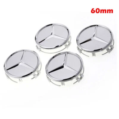 4 x 75mm Matte Silver Wheel Center Hub Caps Emblem Fit-for Mercedes Benz A B C E Foto 1 de 4