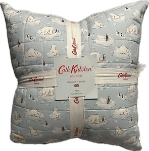 Cath Kidston Polar Ice Blue 2 Holiday Pillows Euro Shams Polar Bear and Penguins - Picture 1 of 3