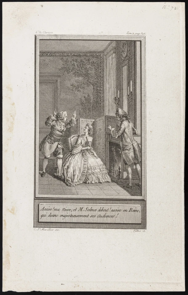 1784 - engraving Histoire De Clarisse, Marillier: Seat! Ma Niece And M Solmes - Bild 1 von 1