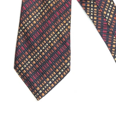 Countess Mara Silk Tie Men’s 60" Black Red Geometric Designer Wide Tie New - Image 1 of 4