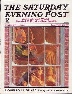JAN 27 1934 Winter Window Warm & Cozy SATURDAY EVENING POST COVER ONLY #2 - Foto 1 di 3