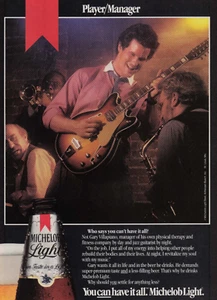 1985 Vintage Print Ad Michelob Light Player/Manager Gary Villapiano Jazz Guitar - Bild 1 von 2