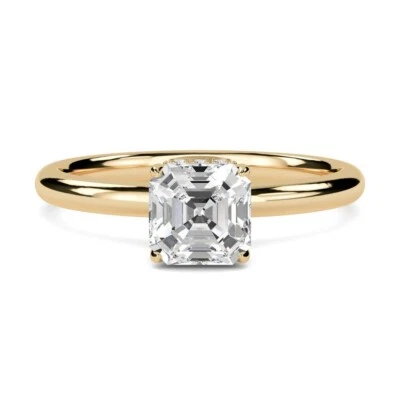 925 Sterling Silver Moissanite Solitaire Gold Plated Women Ring Duty Free - Image 1 of 4