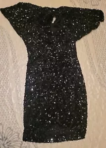 Pilgrim Black Sequin Dress Size 10 - Picture 1 of 4