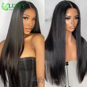 5x5 Silk Top Full Lace Wigs Pre Pluck Straight Indian Human Hair Lace Front Wigs - Picture 1 of 18