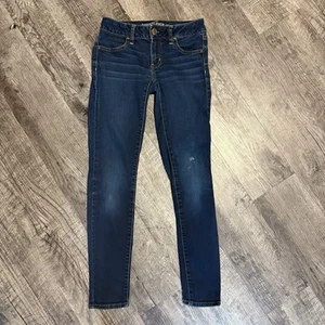 AMERICAN EAGLE Jeans Damen 00 Short Blau Jegging Super Stretch Denim - Bild 1 von 9