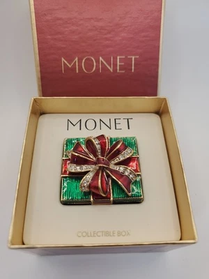 NIB Monet Collectible "Present" Trinket Storage Box Metal & Enamel Magnet Close - Image 1 of 2