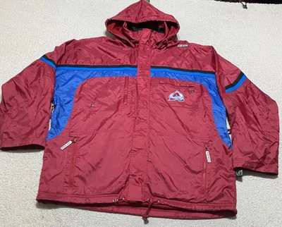 Colorado Avalanche Hombres XL Chaqueta Roja Cremallera Completa Con Capucha Forrada de Vellón NHL Hockey Foto 1 de 4