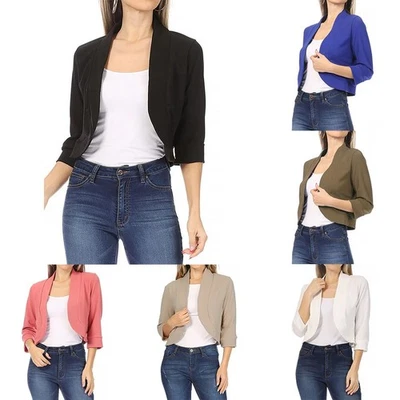 Fashion Plain Women's Ladies Jacket Long Sleeve M-5XL Open Plain Regular - Image 1 of 4