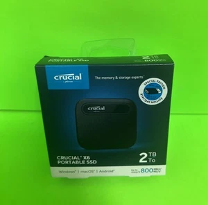 Brand New Sealed Crucial - X6 SE 2TB External USB-C/USB-A Portable SSD - Black - Afbeelding 1 van 3