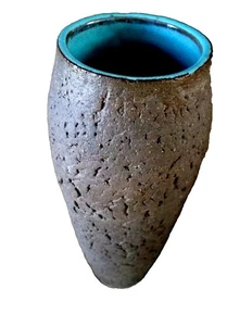 ***JARRÓN JAPONÉS VINTAGE DE CERÁMICA IKEBANA 11" ¡marrón verde azulado! - Imagen 1 de 5