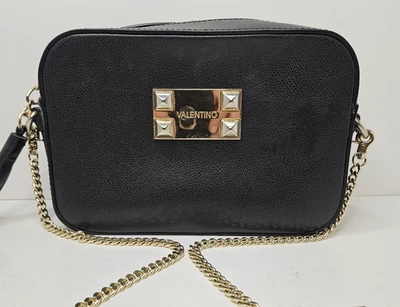 Valentino Babette Studded Leather Chain Strap Camera Bag Purse Black. - Image 1 of 4