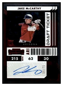 2022 Contenders Draft Ticket Jake Mccarthy Auto 43 RC /75 Arizona Diamondbacks - Picture 1 of 2