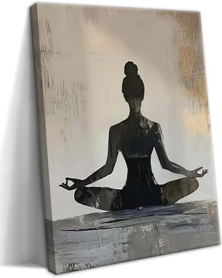 Framed Yoga Meditation Canvas Wall Art Minimalist Zen Silhouette Print Spiritua  - Изображение 1 из 4