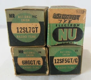 Lote de 4 tubos de radio TV Nat’l Union 12SL7GT 7F8 6H6GTG y 12SF5GTG sin usar, en caja - Imagen 1 de 15