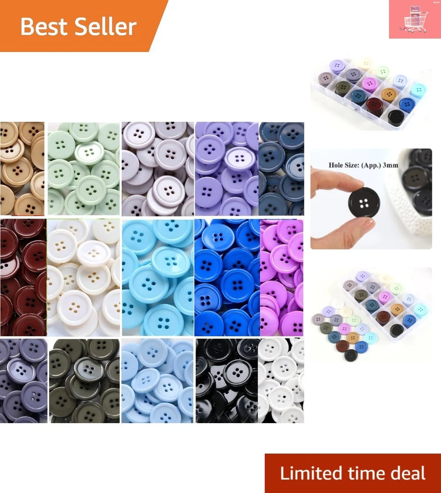 Craft-Ready 90 PCS Assorted Buttons 1" in 15 Colors - Perfect for Sewing - image 1 of 4