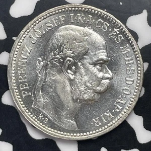 1915 Hungary 1 Korona Lot#C0924 Silver! High Grade! Beautiful! - Picture 1 of 2