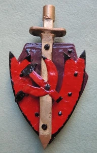 Old Metal Cast PLAQUE KGB USSR SWORD Shield Sickle Hammer Emblem Handmade Gift - Picture 1 of 3