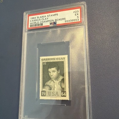 1964 SLANIA STAMPS CHAMPION BOXERS CASSIUS CLAY-MUHAMMAD ALI PSA 5 - Image 1 of 4