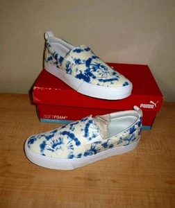 Puma Tie-Dye Navy & White Slip-On Sneakers / Shoes - Women SZ 8 - NIB - Picture 1 of 6