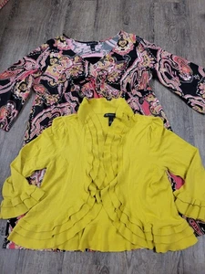 INC International Concepts Damen koralle/gelb Kleid & Cardigan Pullover Set 1X - Bild 1 von 4