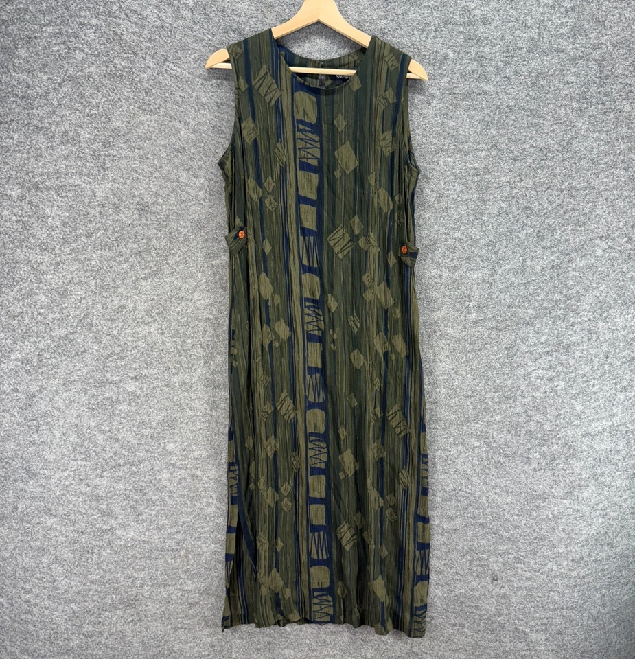 Vestido Sag Harbor Mujer PM Pequeño Gris Geométrico Maxi Largo Sin Mangas Cuello Redondo Foto 1 de 4