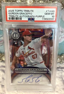 2025 TOPPS TRIBUTE TRIBUTE AUTOGRAPH PURPLE GORDON GRACEFFO 16/50 PSA 10 POP 1 - Picture 1 of 7