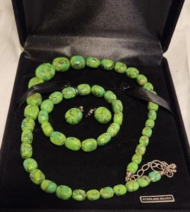 925 Sterling DTR Jay King Mojave Green Turquoise 3 Piece Set - Picture 1 of 8
