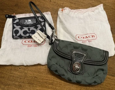 NWT! Lot of 2 Authentic COACH Logo Wristlet & coin card case holder - Image 1 of 4