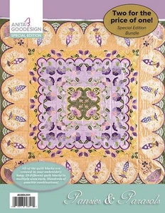 Anita Goodesign Special Edition Pansies & Parasols Embroidery Design CD 02AGSE - Picture 1 of 2