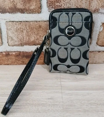 Vintage Y2k Coach Wristlet Signature Mini Phone Camera Holder Pouch Glam   - Image 1 of 4