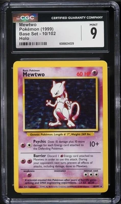 CGC 9 Mewtwo Holo Rare Base Set 1999 Pokemon Card #10 - Image 1 of 2