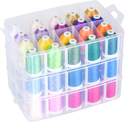 63-Color Embroidery Thread Kit – 63 Spools 550 Yards Each, 40WT Polyester Thread - Image 1 of 4