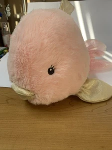 Peluche Mon Ami Diseñador Pez Rosa Dorado Cristal Brillo Cola Súper Suave 12" RARO - Imagen 1 de 14