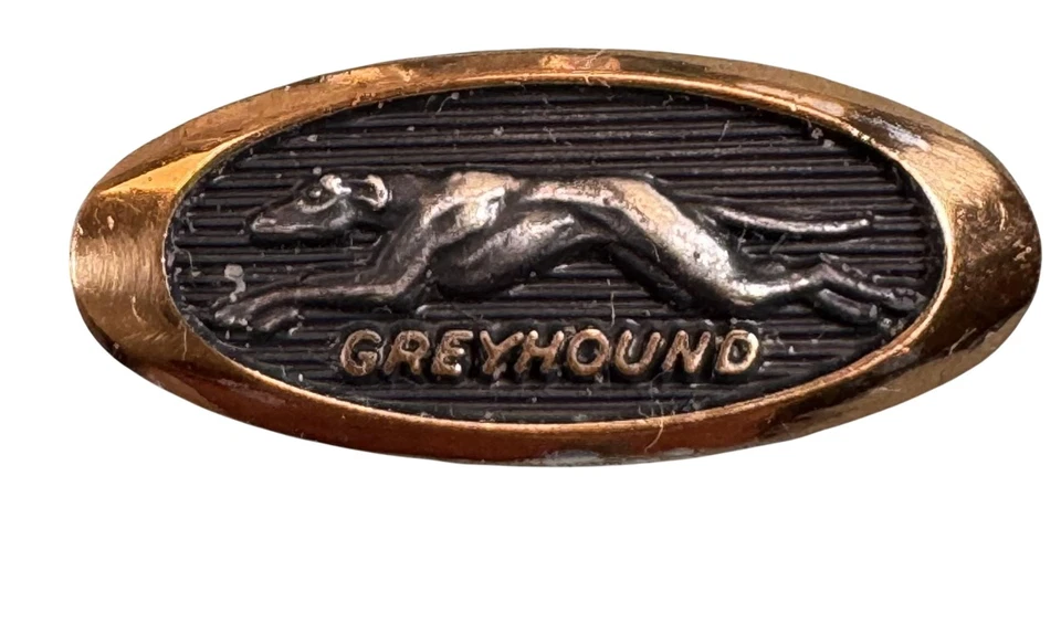 Pin de solapa Greyhound Bus Lines Tie Tack ovalado tono dorado logotipo de perro para correr emblema Foto 1 de 4