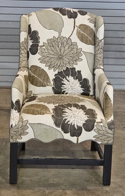 Johnston Benchworks Upholstered Arm Chair Ebonized Frame Made in North Carolina - Image 1 of 4