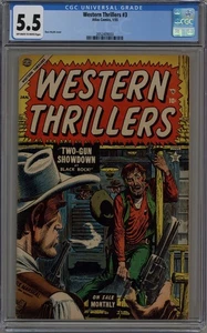 WESTERN THRILLERS #3 CGC 5.5 OFF-WHITE TO WHITE PAGES ATLAS COMICS 1955 - Picture 1 of 2