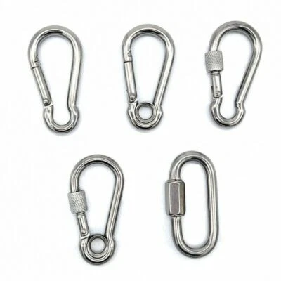 BAUZONE24 Karabinerhaken Schraubverbinder Schnapphaken Edelstahl Rostfrei A4 Karabiner