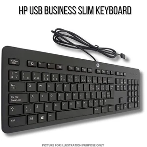 HP Wired Slim USB Keyboard KBAR211 UK QWERTY Layout For Desktop Laptop - Picture 1 of 6