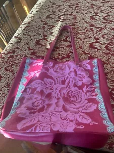 Amy Butler Pink Floral Leather Kalencom Tote Pre-owned - Picture 1 of 10