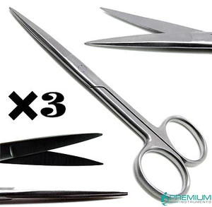 3× Surgical Operating Dissecting Scissors 4.5" Straight Sharp/Sharp Instruments - Picture 1 of 6