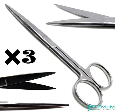 3× Surgical Operating Dissecting Scissors 4.5" Straight Sharp/Sharp Instruments - Image 1 of 4