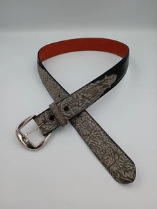 Tony Lama Gray And Black Leather Belt Size 32 Western Nice - Picture 1 of 6