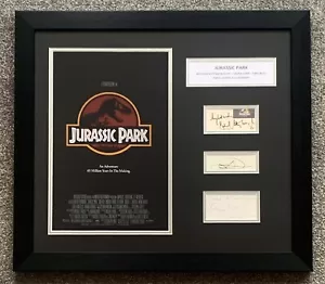 RARE Jurassic Park Cast Signed Display + COA + FRAMED AUTOGRAPH SAM NEILL DERN - Foto 1 di 4