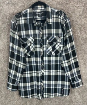 Red Ape Shirt Mens 2XL Black Gray Plaid Button Up Long Sleeve Pockets Collared - Image 1 of 4